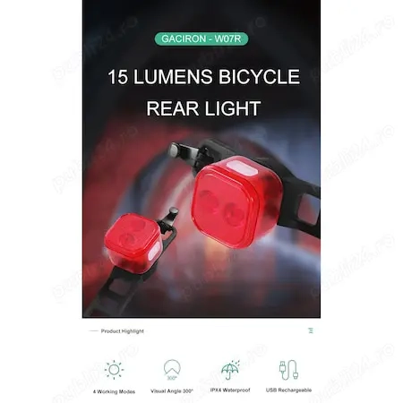 Stop Gaciron W07 IPX-4 bicicleta trotineta 15 lm compact minimalist