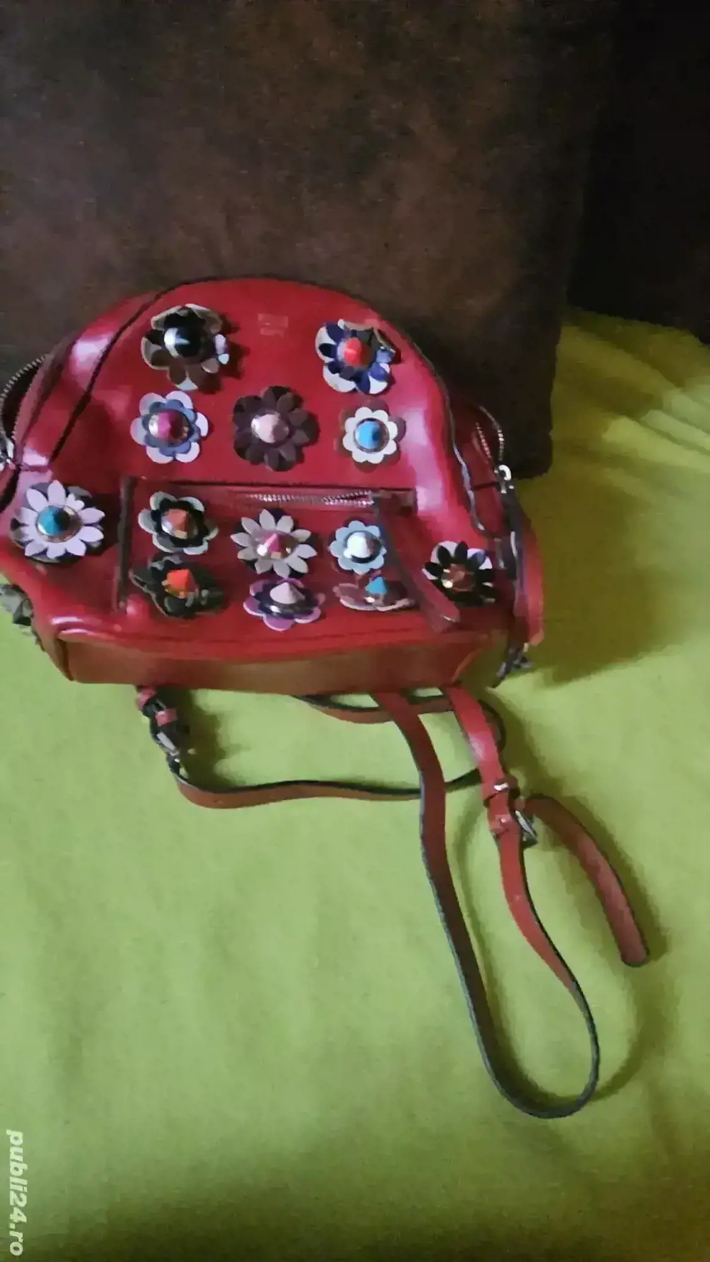 Rucsac piele damă original roșu 