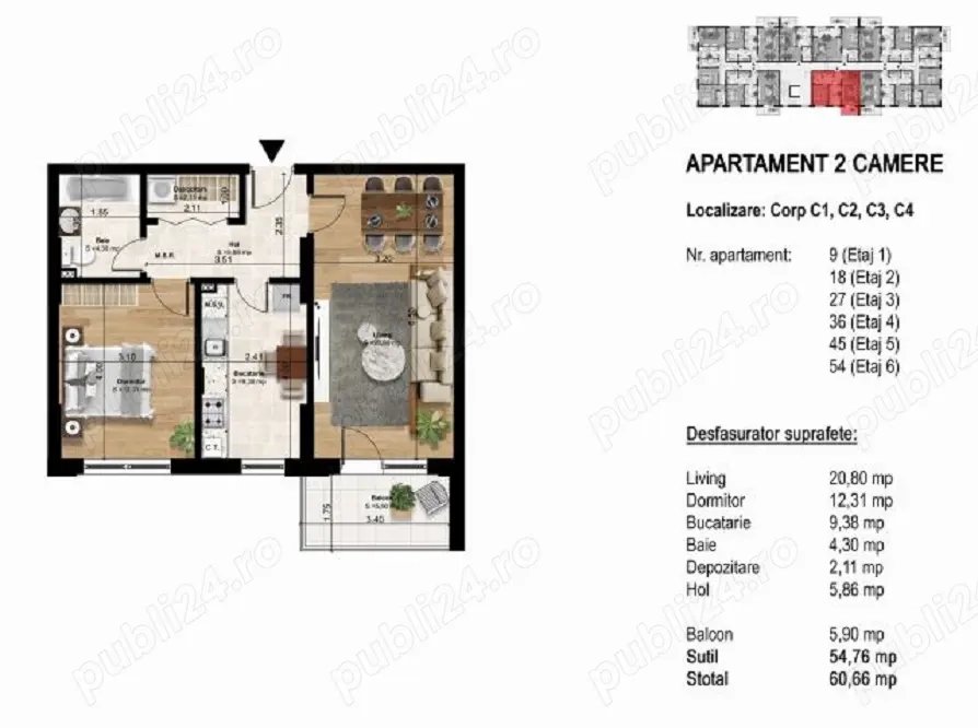 2 camere la promotie - Cheiul Dambovitei - Splaiul Unirii - Popesti Leordeni - incalzire pardoseala