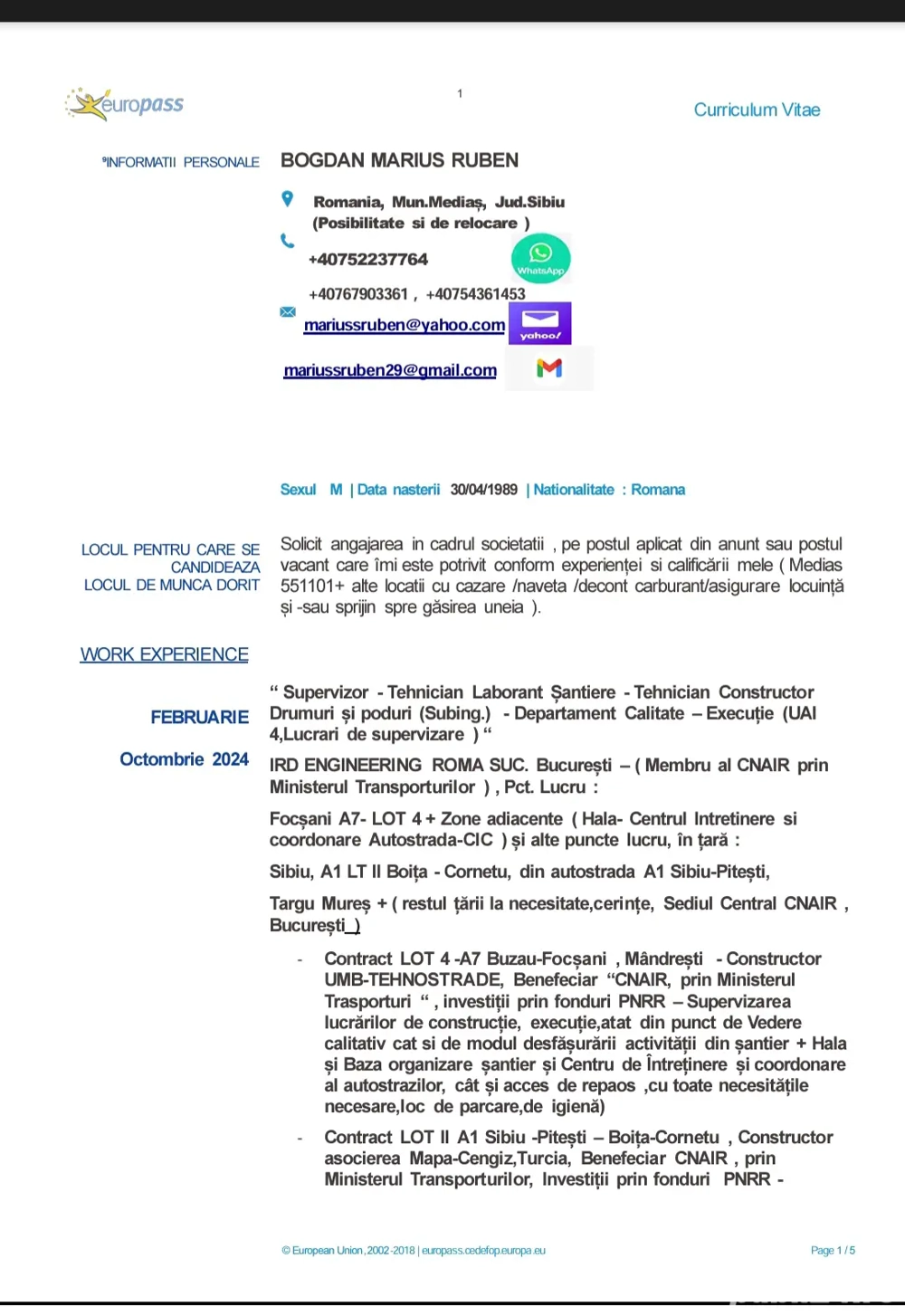 Angajare Construcții