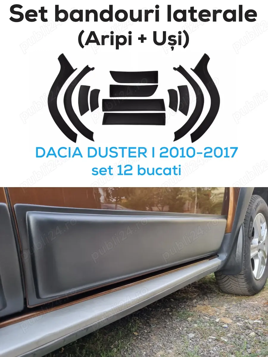 Kit complet bandouri protectie aripi + usi DACIA DUSTER 1 (2010-2017)