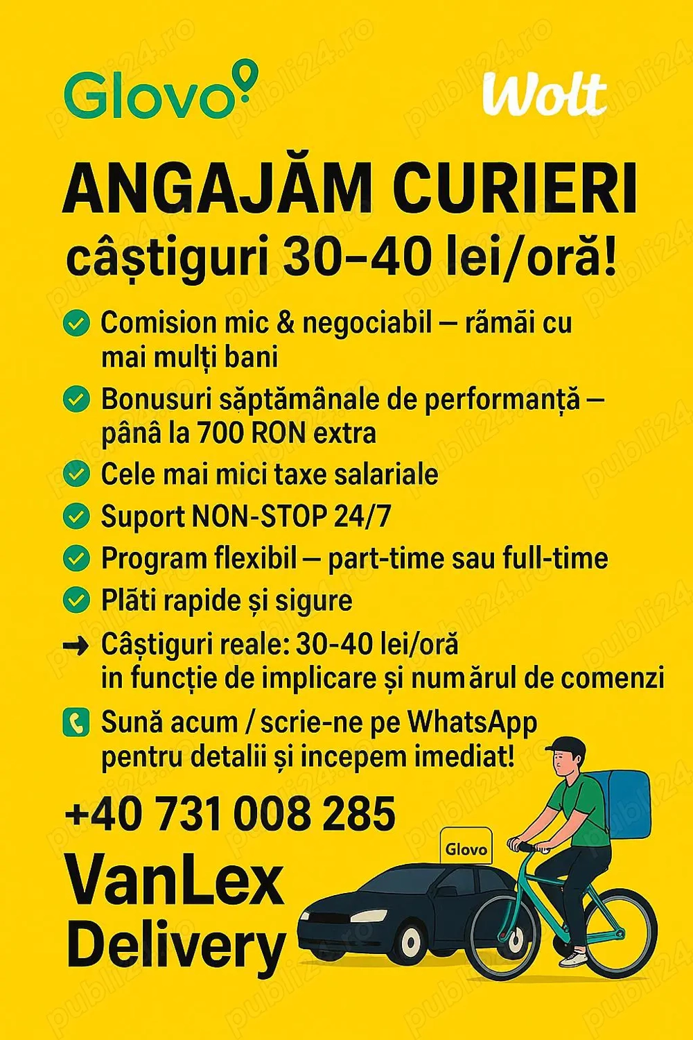 Flota Food Delivery Glovo Bolt Wolt