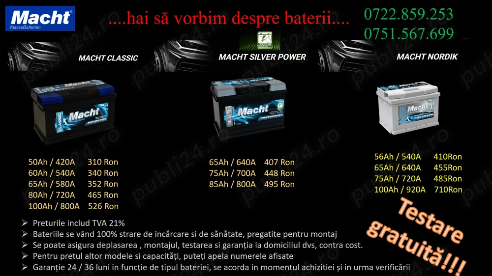 Super oferte baterii auto MACHT