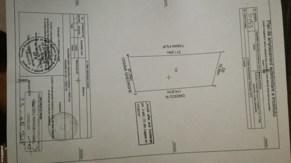 De vânzare teren extravilan, agricol în satul Izvorul Anestilor, comuna Livezile, județul Mh 