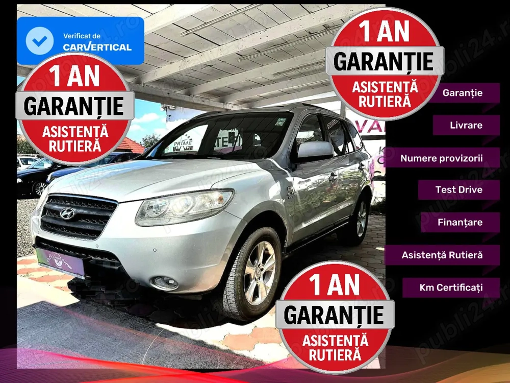 Hyundai Santa Fe Luxury  Tractiune 4x4 si 2x4  155 Cai Piele neagra