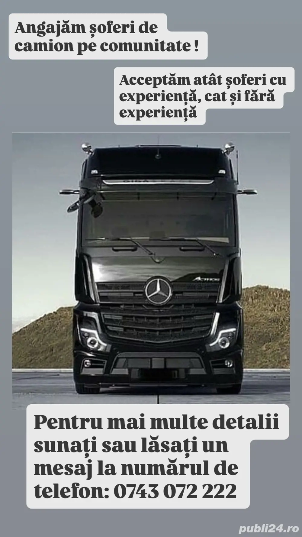 Angajam sofer de camion pe comunitate