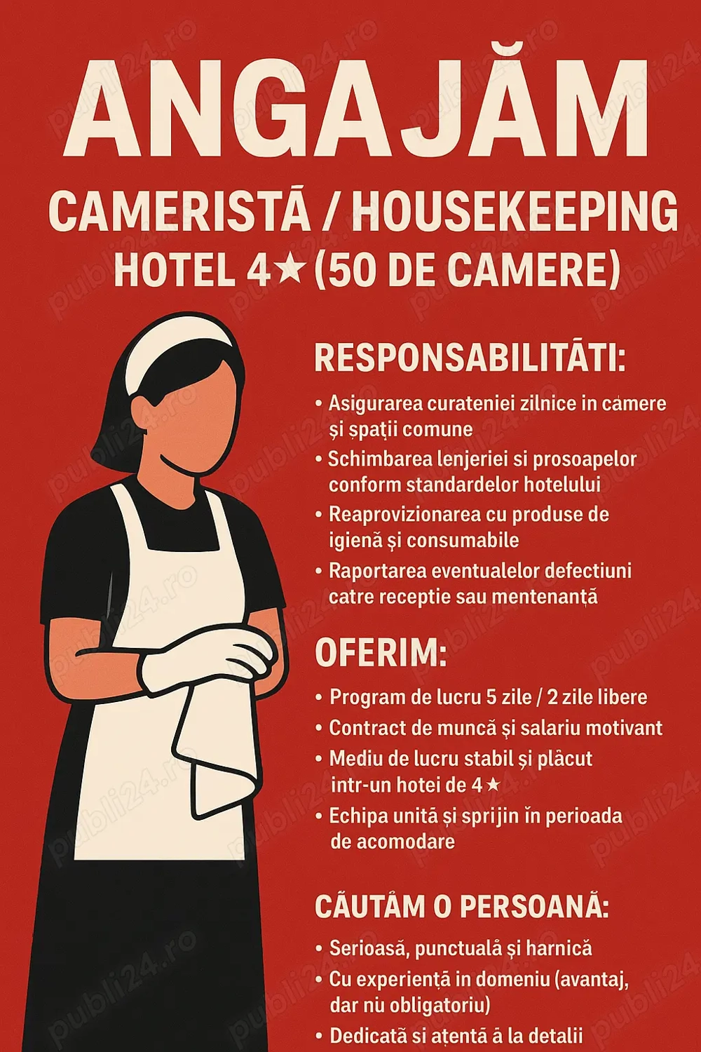 Angajam Camerista   housekeeping Hotel in Floreasca