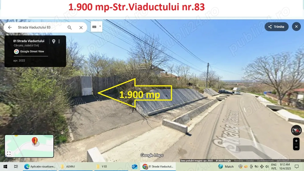 Teren Carcea, intravilan,1.900, toate utilitatile-la  7 min. de zona Ford-Selgros