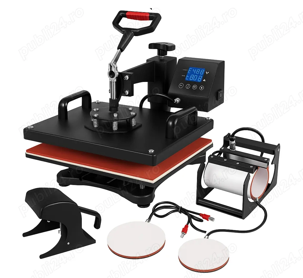 Presa termică multifuncțională 5 în 1   Nouă, pentru tricouri, căni, șepci, farfurii