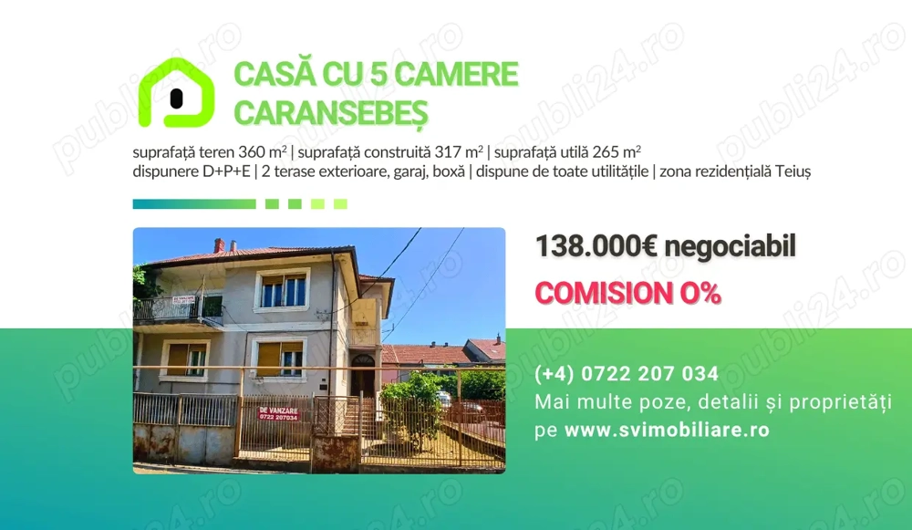 Comision 0 - Casa cu 5 camere in zona Teius