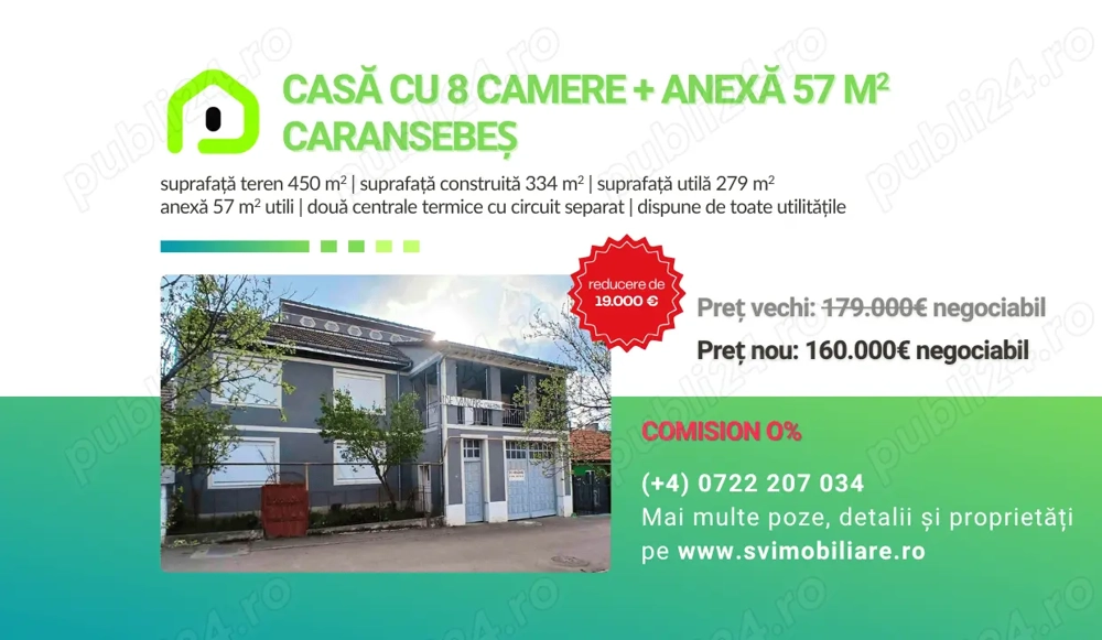 Comision 0 - Casa cu 6 camere si anexa locuibila de 57 mp