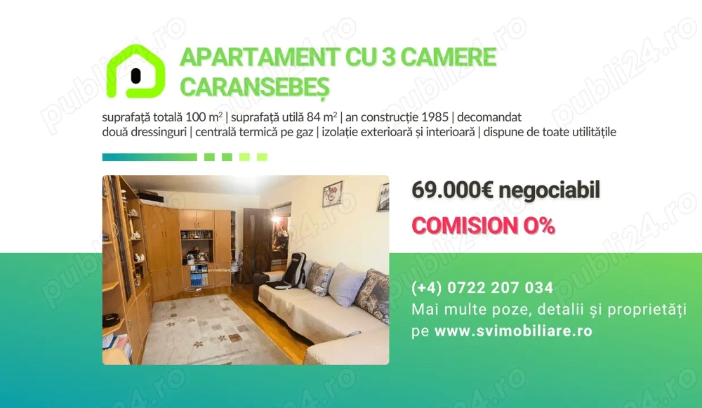 Comision 0 - Apartament 3 camere in Pipirig str.Antoniu Secvens