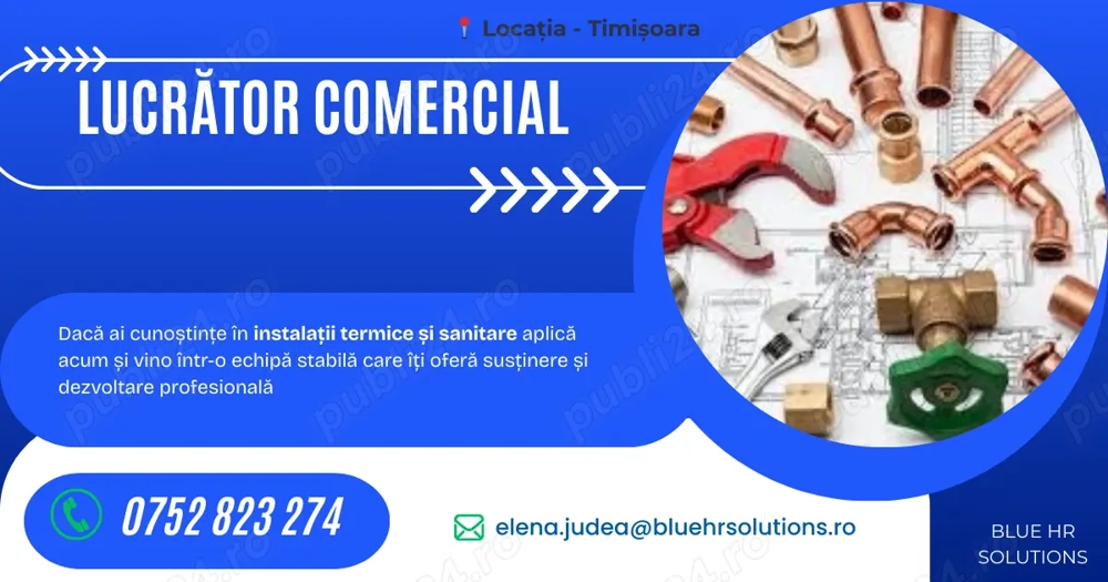 Lucrator comercial depozit instalatii termice - Timisoara