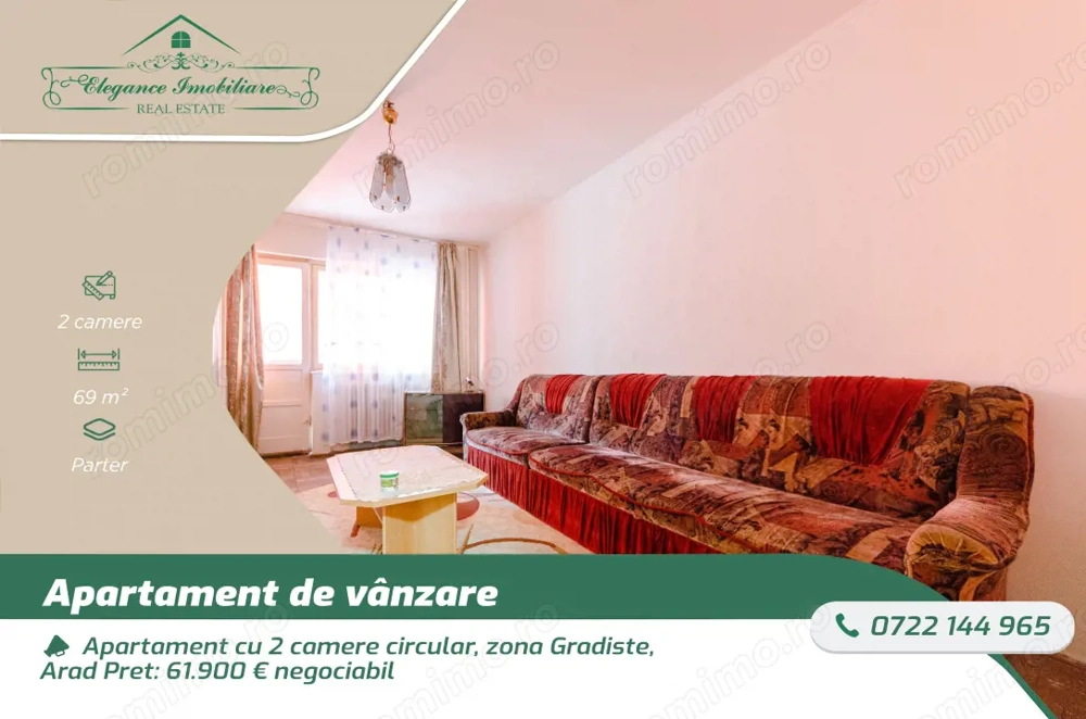 Apartament cu 2 camere circular, zona Gradiste, Arad