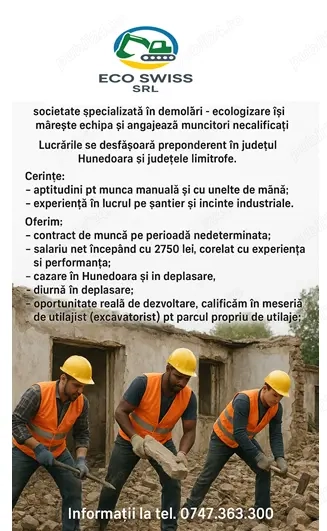 Angajez muncitori necalificati! Angajez muncitori necalificati!