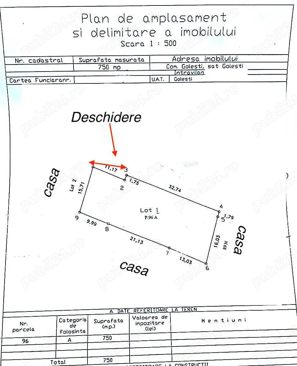 Teren intravilan deosebit   750 mp în Golești, la doar câteva minute de Focșani
