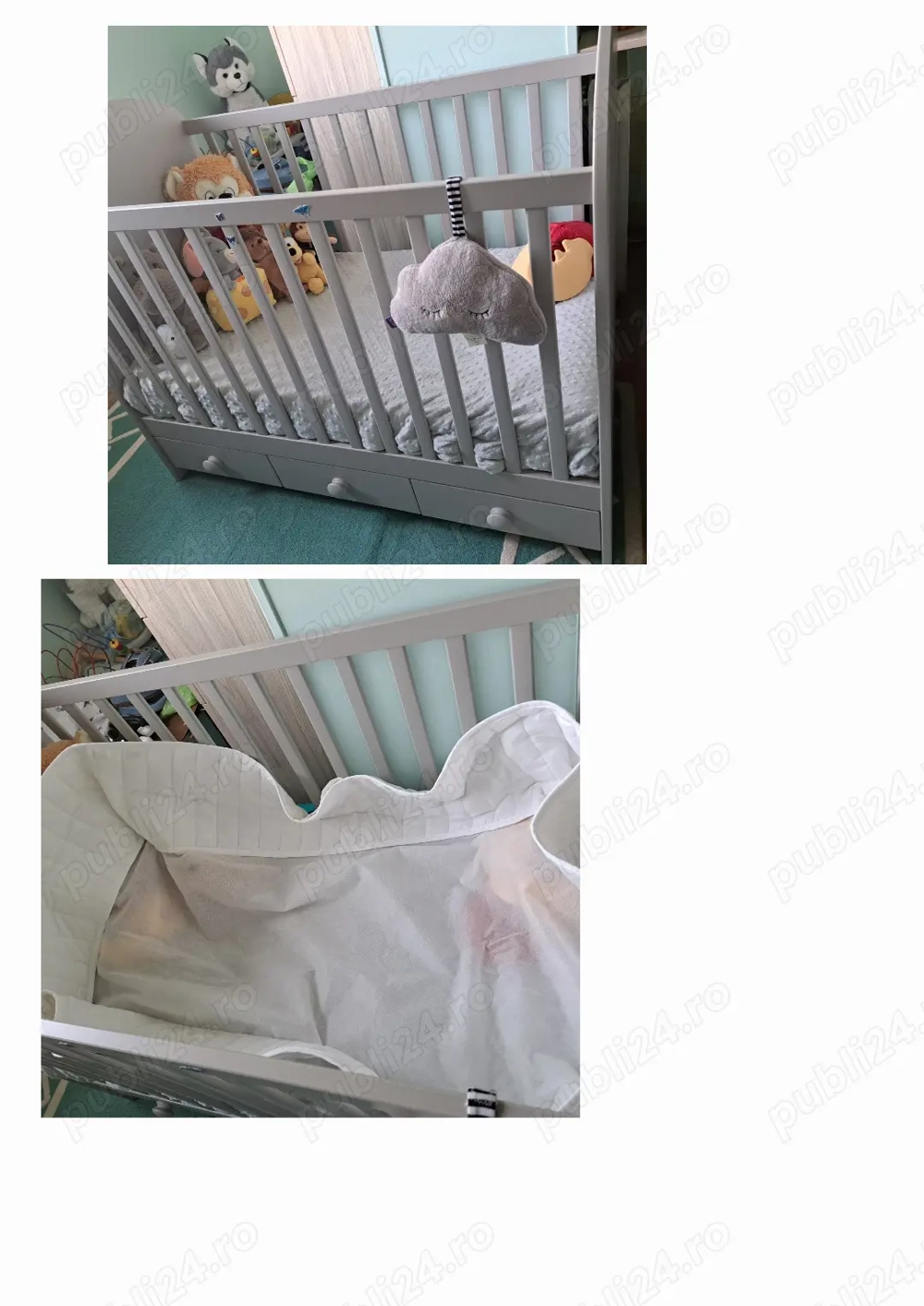 patut copil + saltea EVOLUTION Premium, dimensiuni 120X60cm, stare perfecta