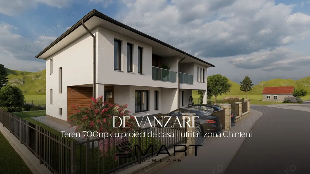 Teren 700 mp, cu autorizatie de constructie + utilitati în Chinteni