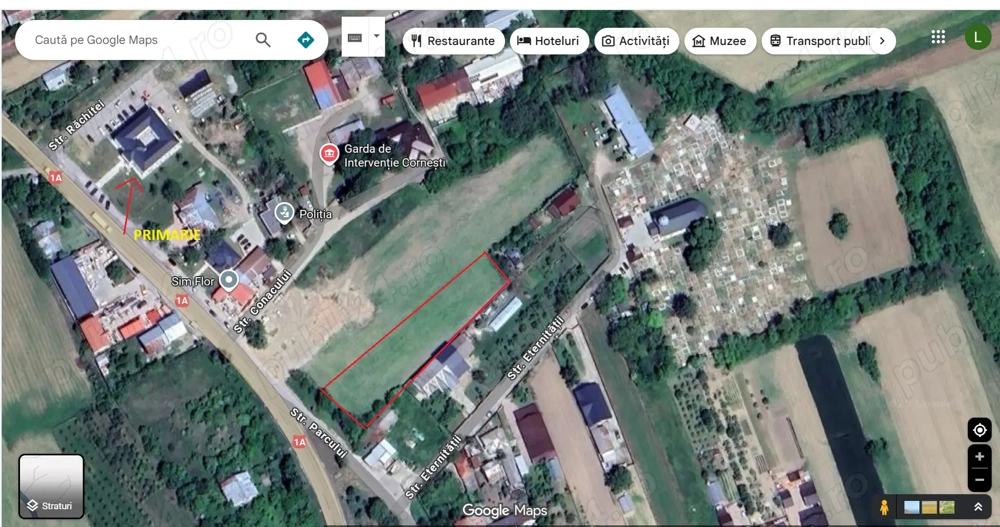 Teren intravilan de vânzare   ideal pentru sediu firmă sau activități comerciale | Central, Cornești