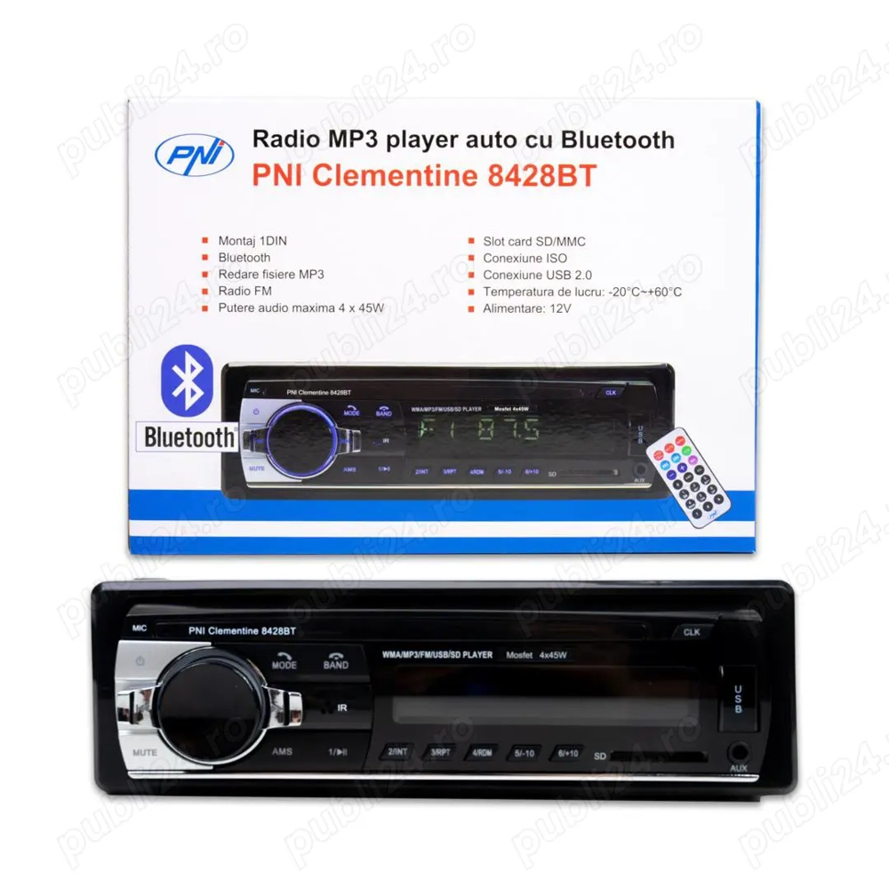 MP3 Auto Player PNI Clementine 8428BT Bluetooth SD USB Card