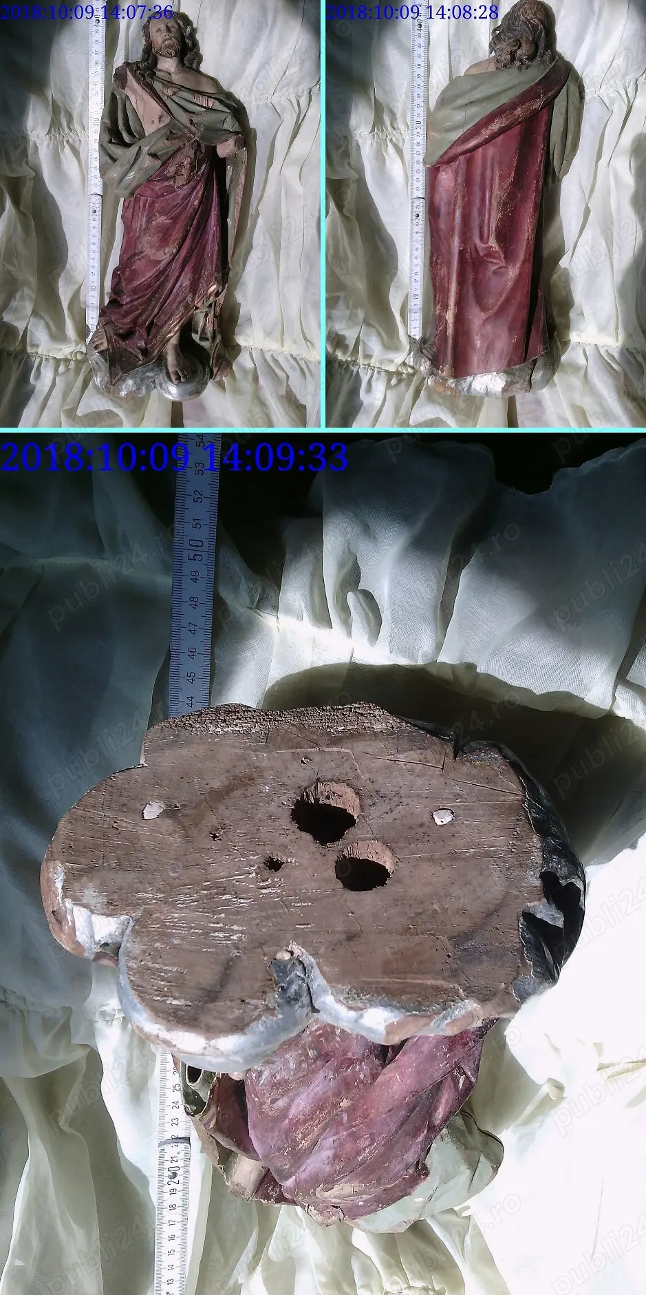 Statueta lemn sculptat pictat unicat cca sec XVIII