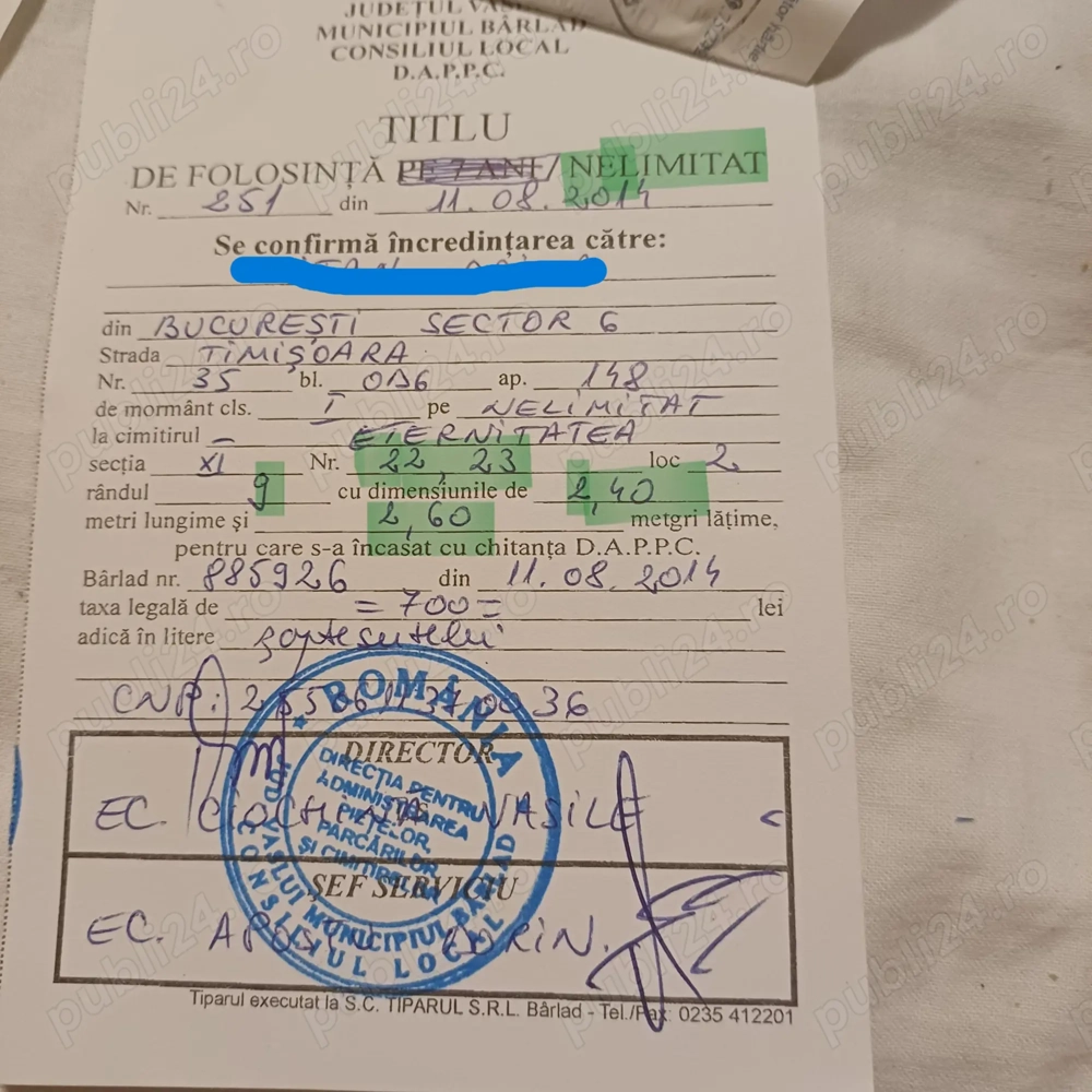 Loc de veci Eternitatea Barlad