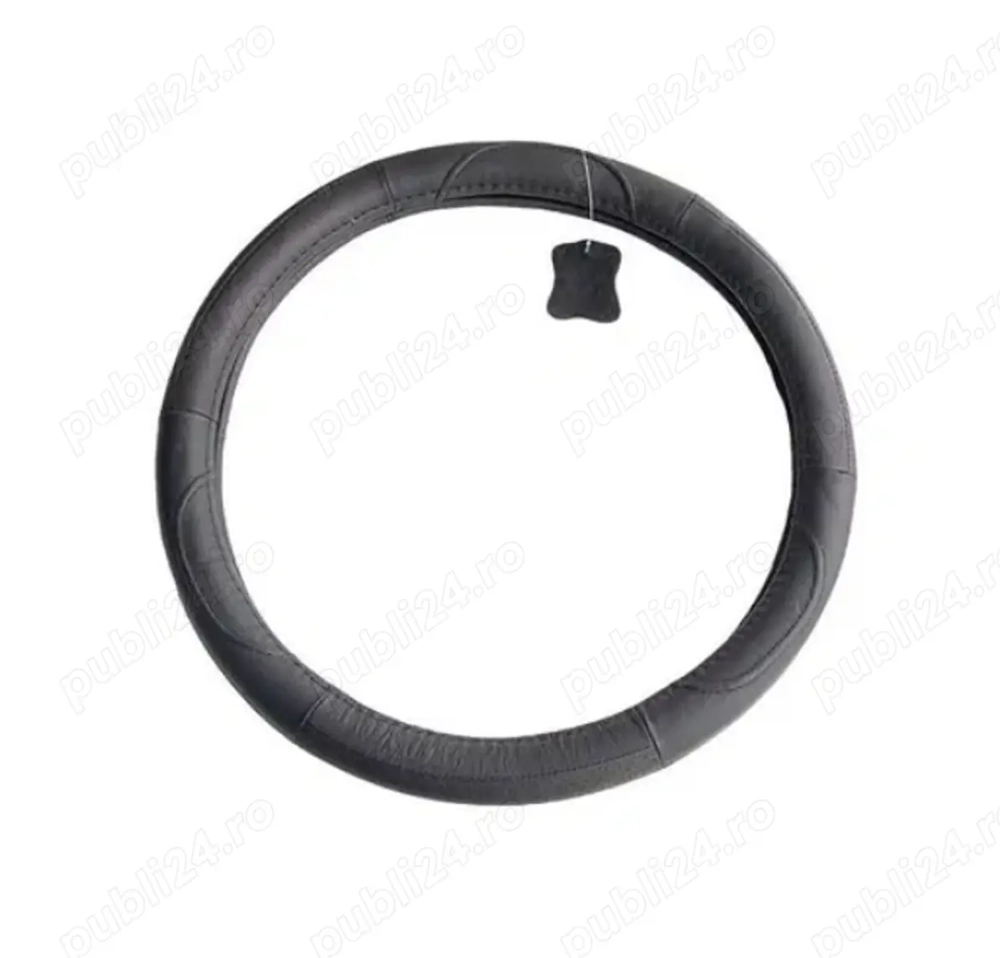 Husa volan universala piele naturala neagra cu manson aderent