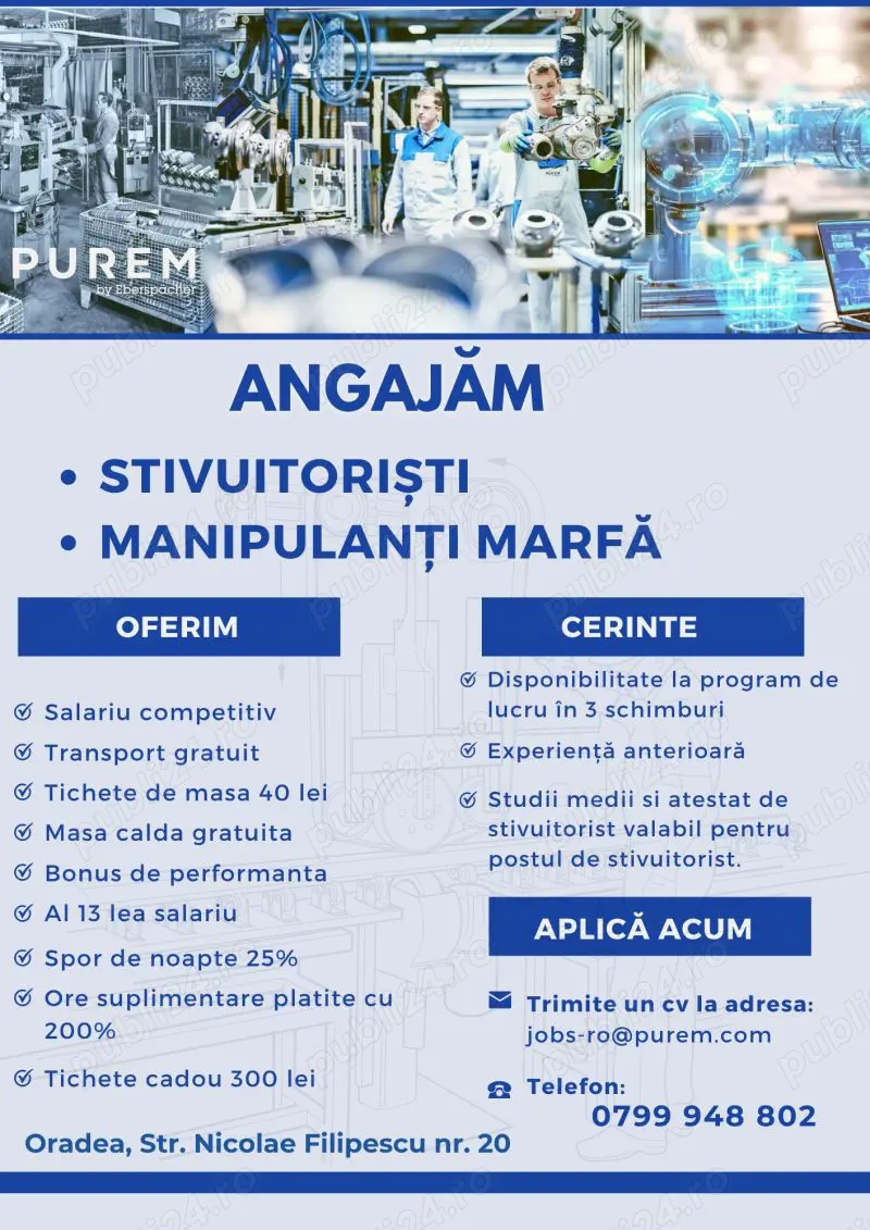 Purem by Eberspacher Oradea angajeaza!!!