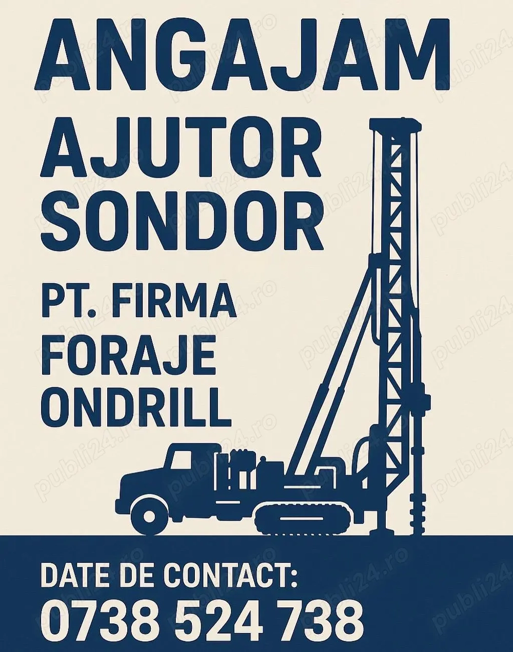 Angajăm Ajutor Sondor   Foraje de Apă jud Ilfov