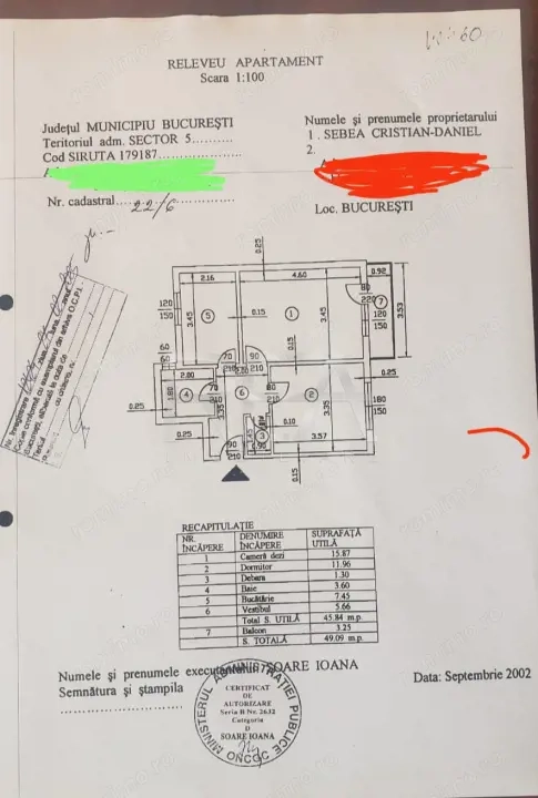 2 Camere , Decomandat , Etaj 1/7 ,  Zona Giurgiului