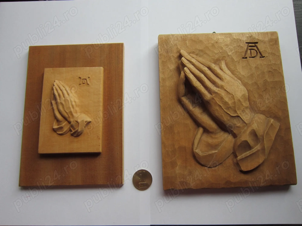 cadou rar Maini de rugaciune - sculptura lemn dupa A.Durer Germania1960
