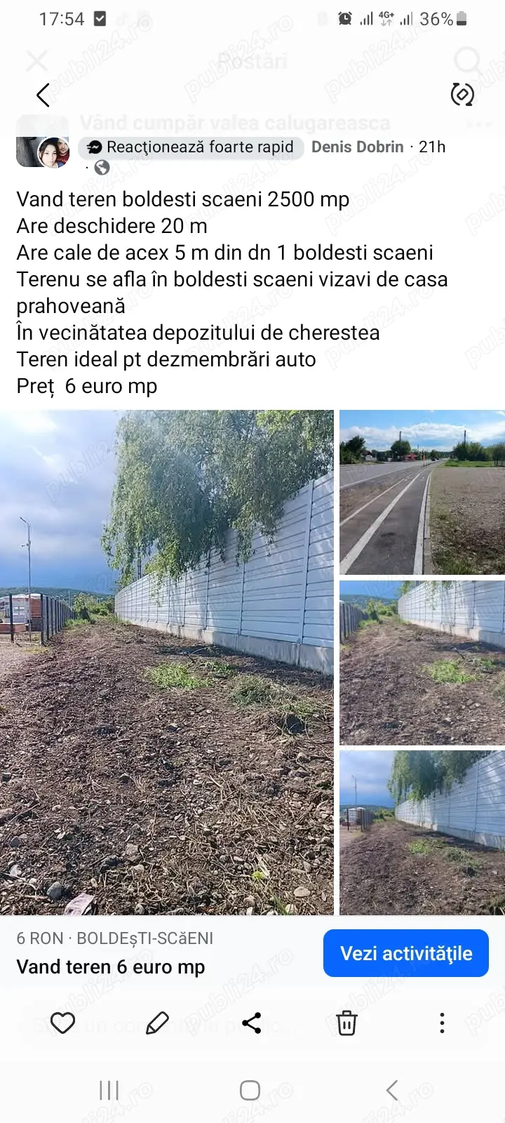 Vand teren 2500 mp 6 euro mp