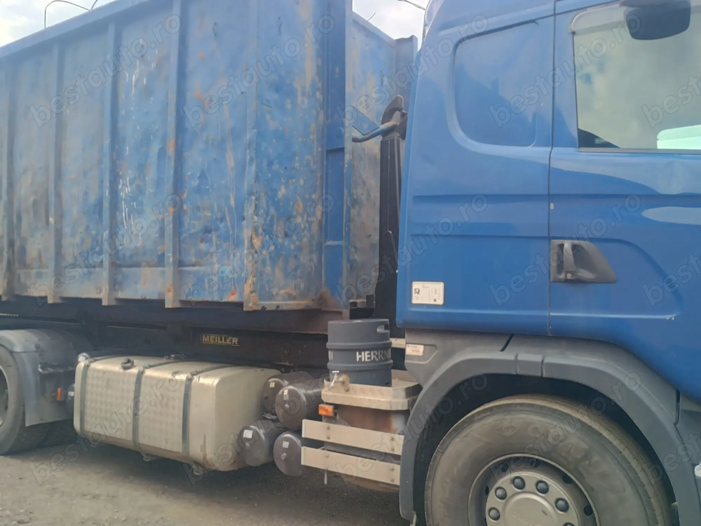 Scania G440 cu sistem abrollkipper plus remorca HUFFERMANN