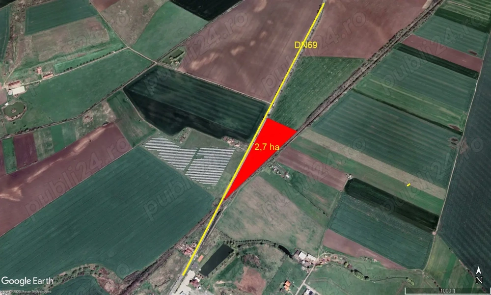 2,70 ha teren la intrarea in com Sagu, front stradal mare