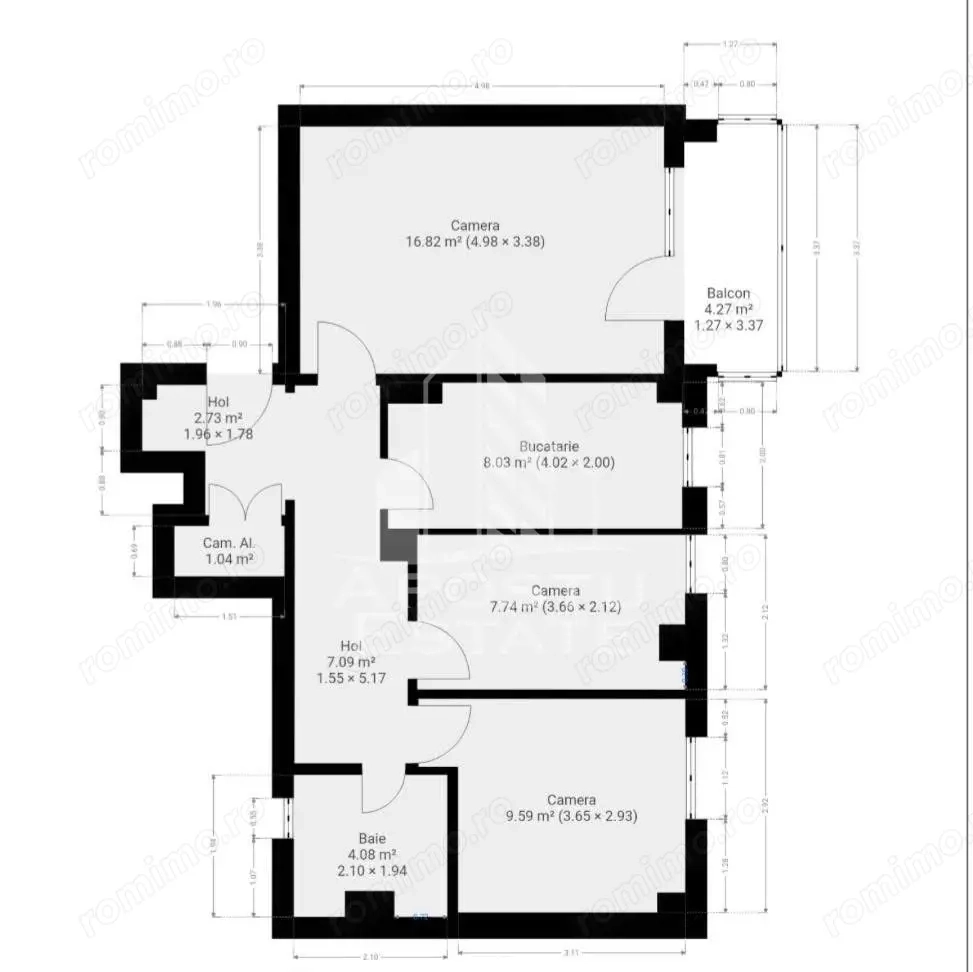 Apartament cu 3 camere, decomandat, etajul 1, zona Dambovita