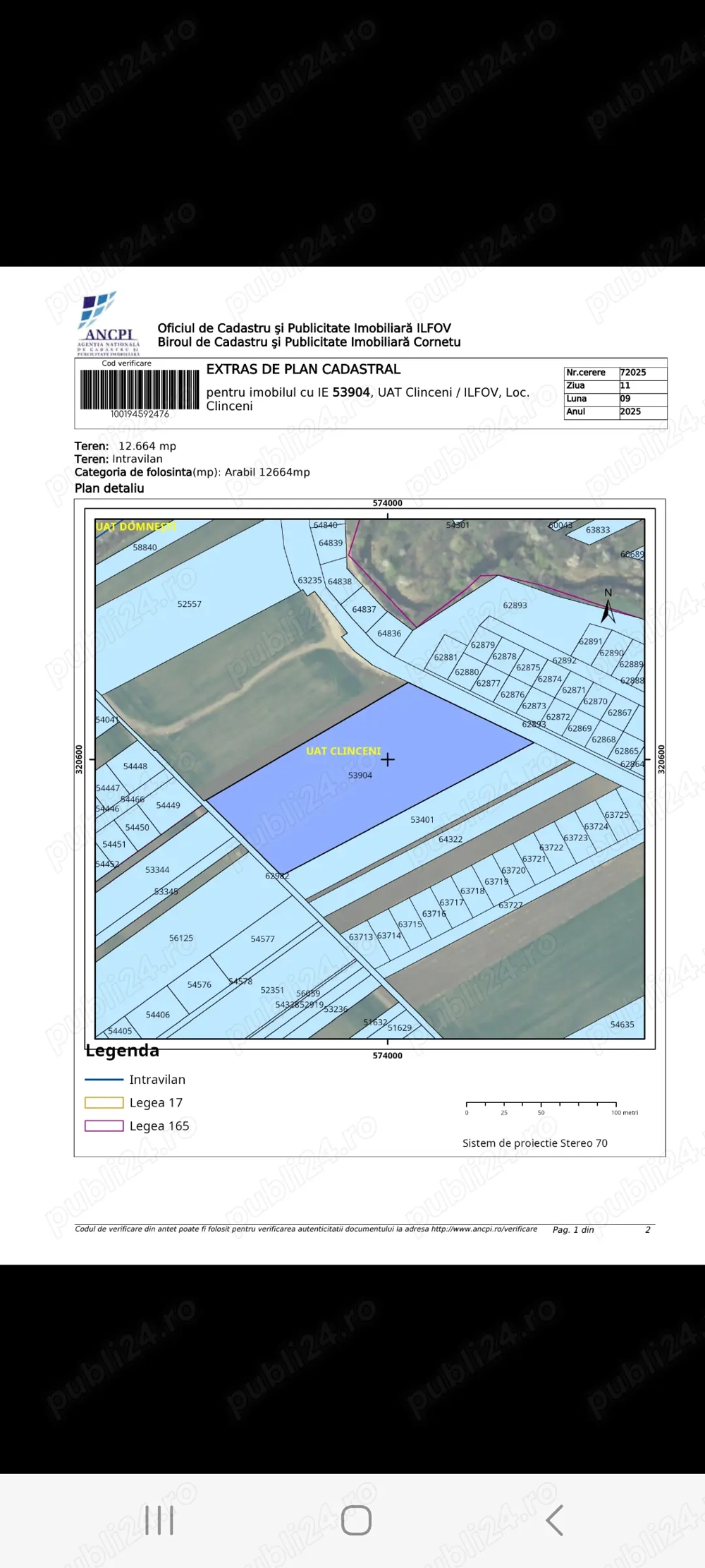 Teren de vanzare,Clinceni,jud.Ilfov