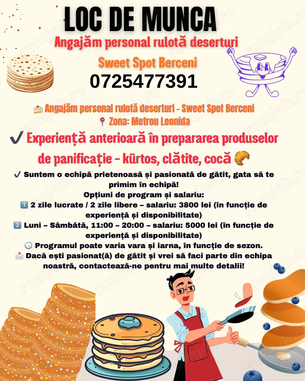 Angajam personal pentru rulota - deserturi -