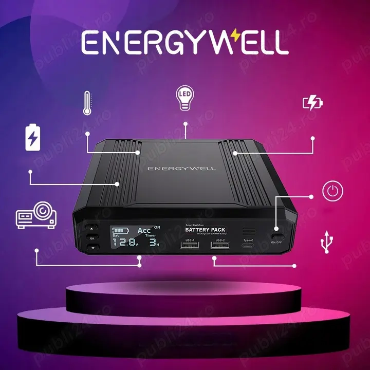 Baterie externă pentru camera auto ENERGY WELL P8 12V 12000 mAh