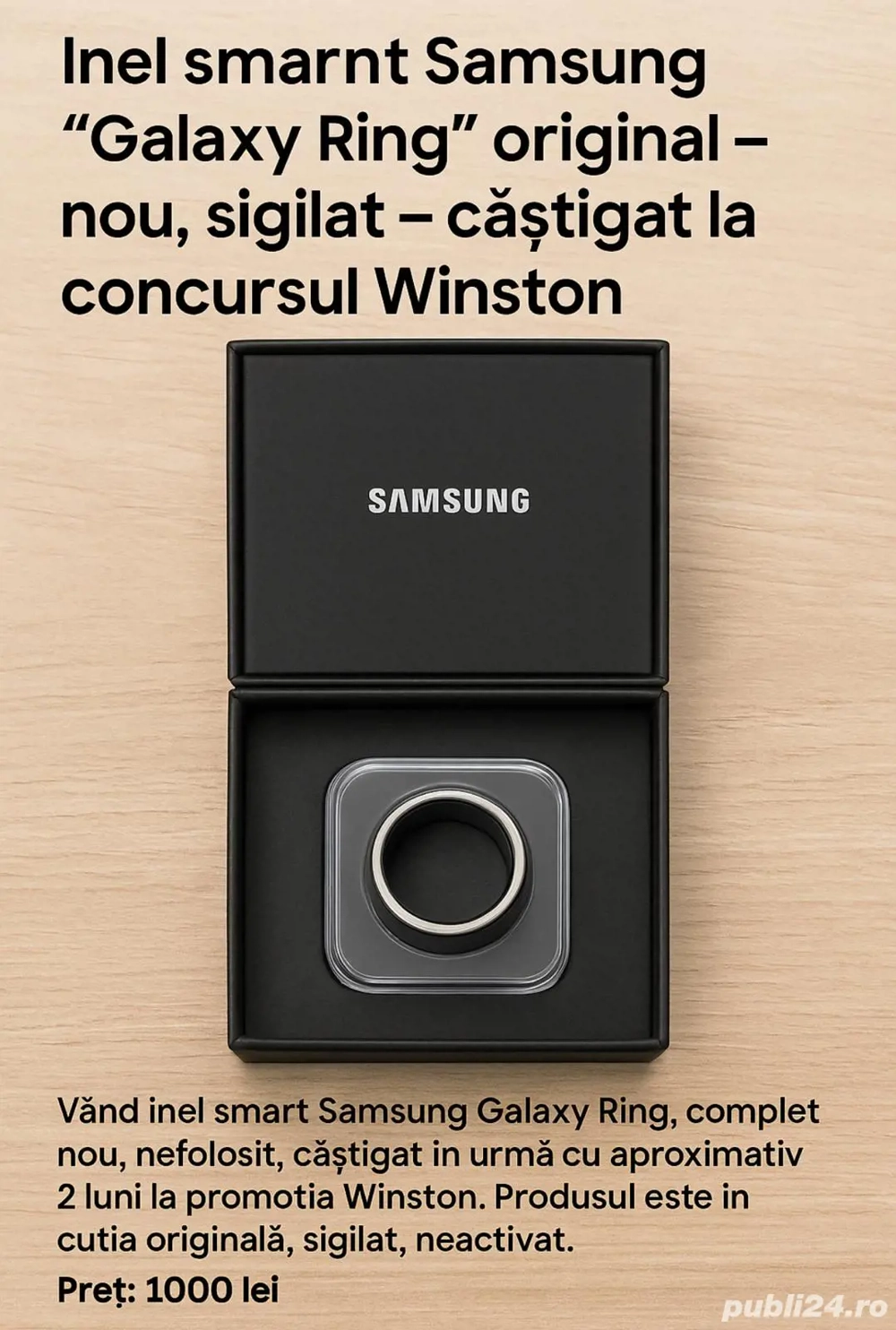 Inel smart Samsung  Galaxy Ring  original   nou, sigilat   câștigat la concursul Winston