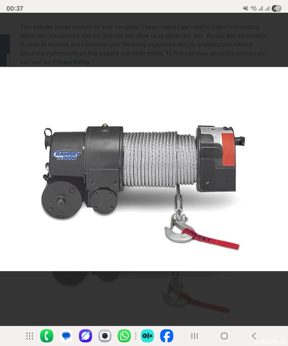 Troliu winch Ramsey RE8000 tractari offroad grup forta 12v wireless