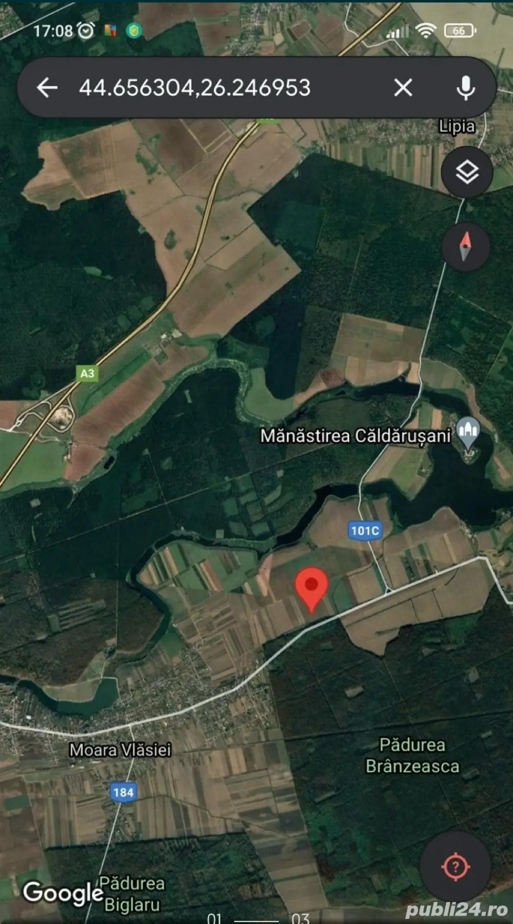 Teren extravilan 1 hectar Lipia-Manastirea Caldarusani.