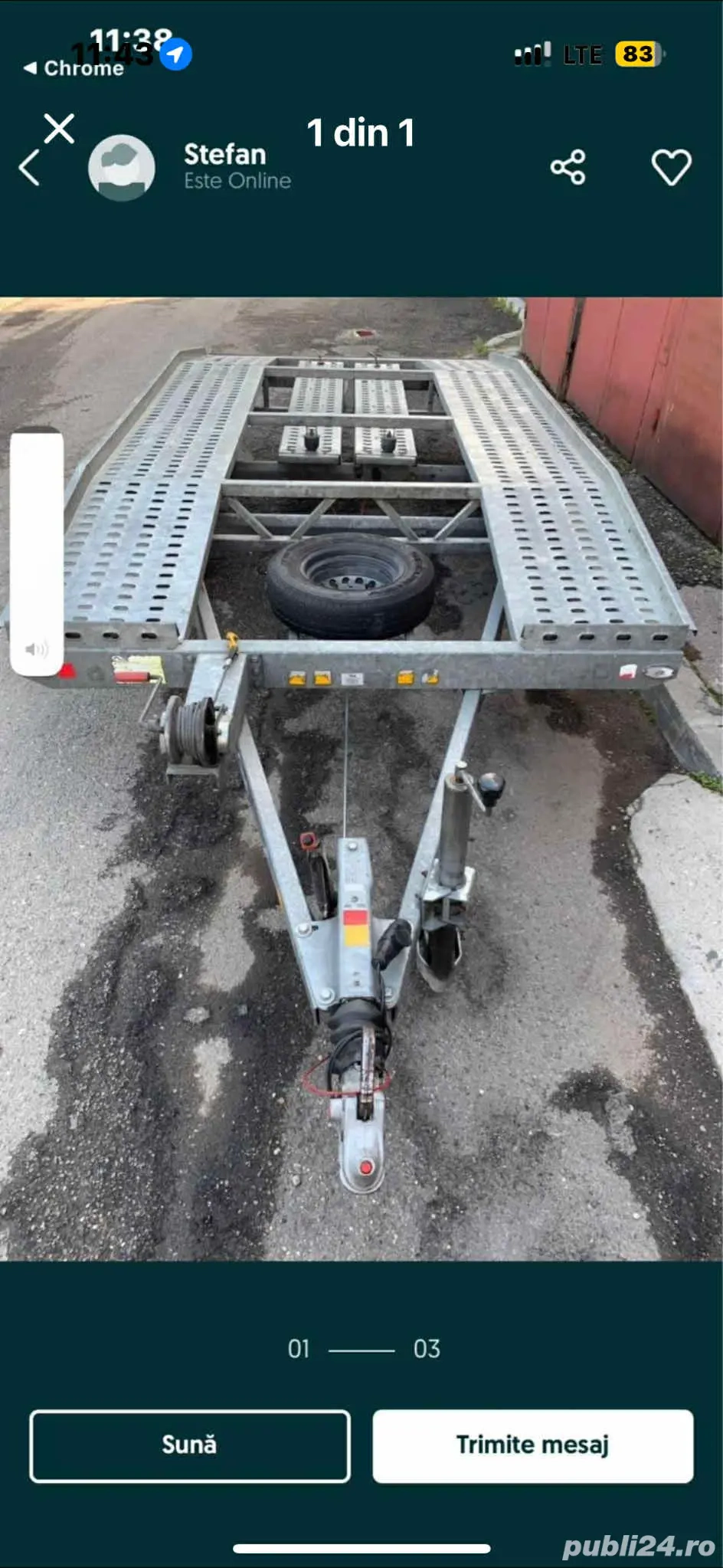 Închiriez trailer   preț 120 de lei pt mai multe zile si 80 de lei o zi 