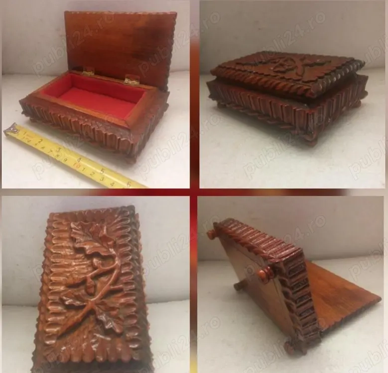 Caseta lemn sculptat veche unicat