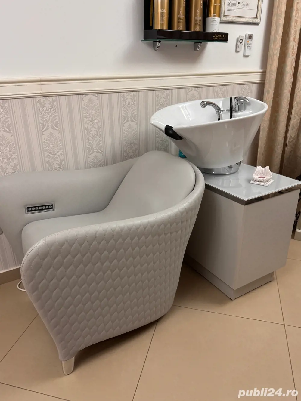 Spălător de păr profesional Maletti   model Maria, piele naturală, cu hidromasaj