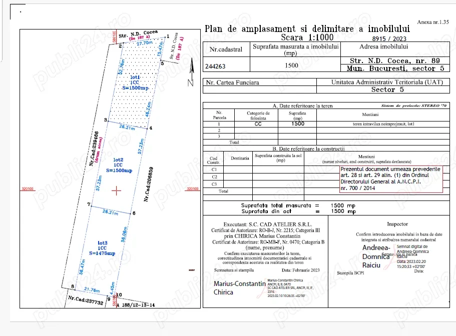 Teren de vanzare D.N.Cocea -vis-avis de Dedeman Girgiului 