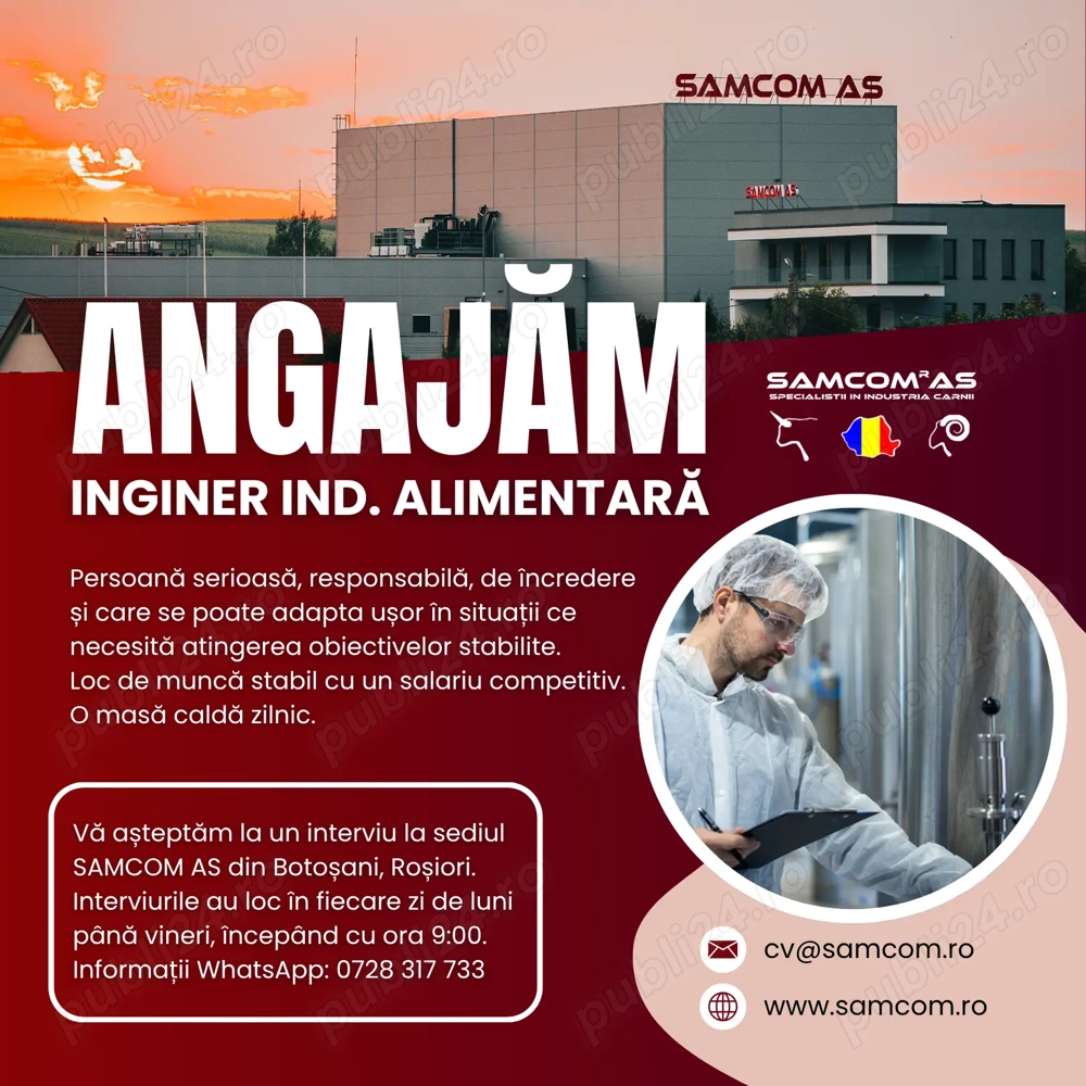 Angajam inginer industria alimentara