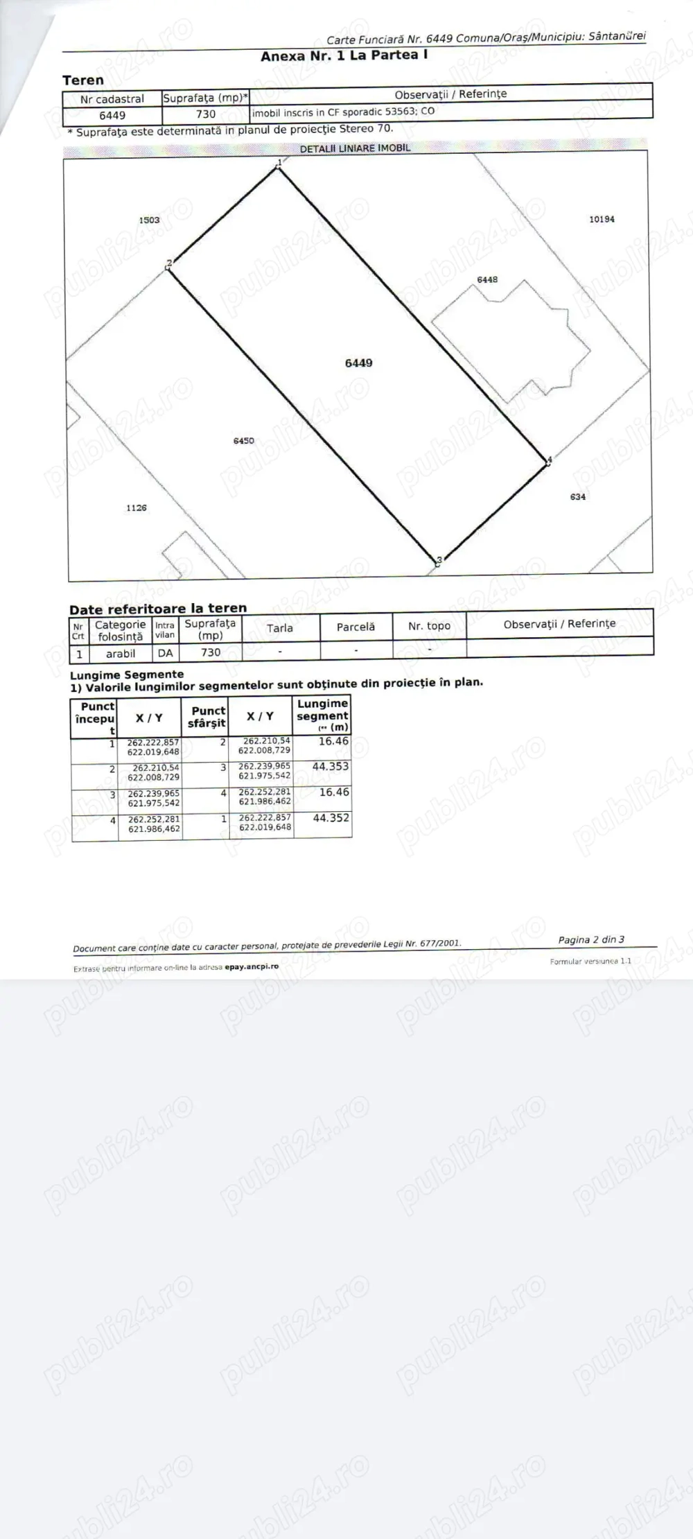 teren de vanzare 730 mp,  SANTANDREI