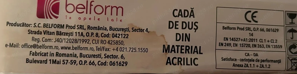 Cădiță pentru cabină de duș 