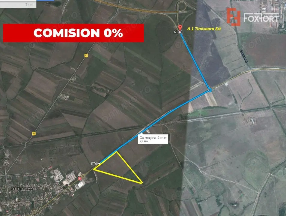 Teren de vanzare la 2,7 km de autostrada, front de 163 ml COMISION 0% - ID V4745