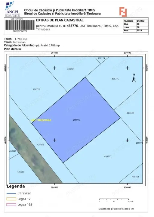 Teren intravilan 3546 mp, S+P+2E+M, Calea Torontalului